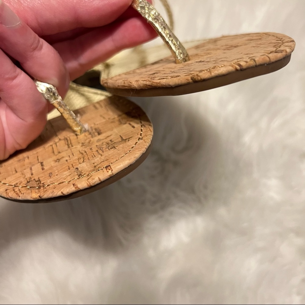 Circus By Sam Edelman Bridget Strappy Gold Thong Sandals Size Buckle